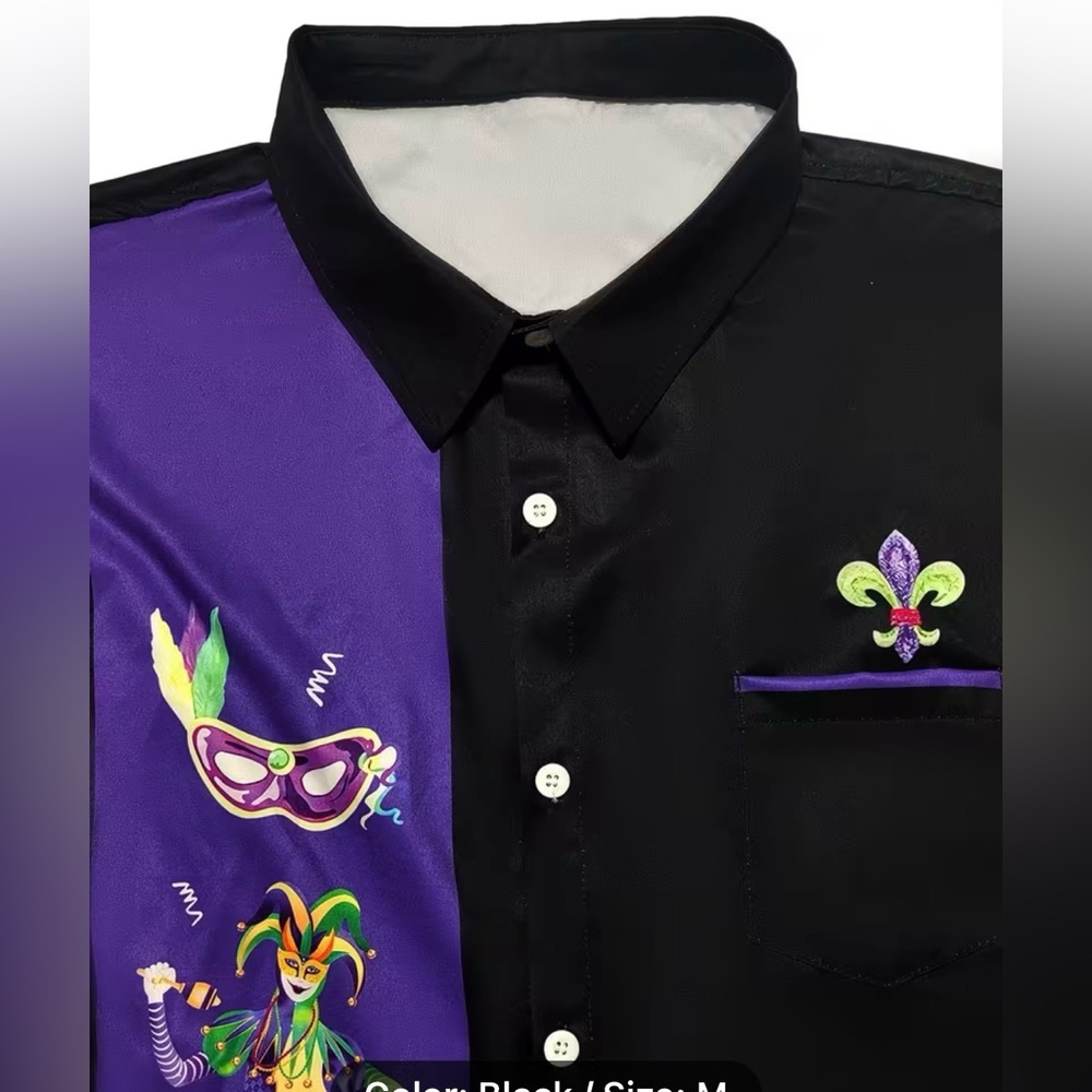 Festive Black and Purple Men's Shirt - Picture 15 of 16